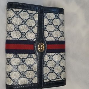 Authentic Gucci Vintage Parfum Web Line Sherry Line Clutch bag Blue